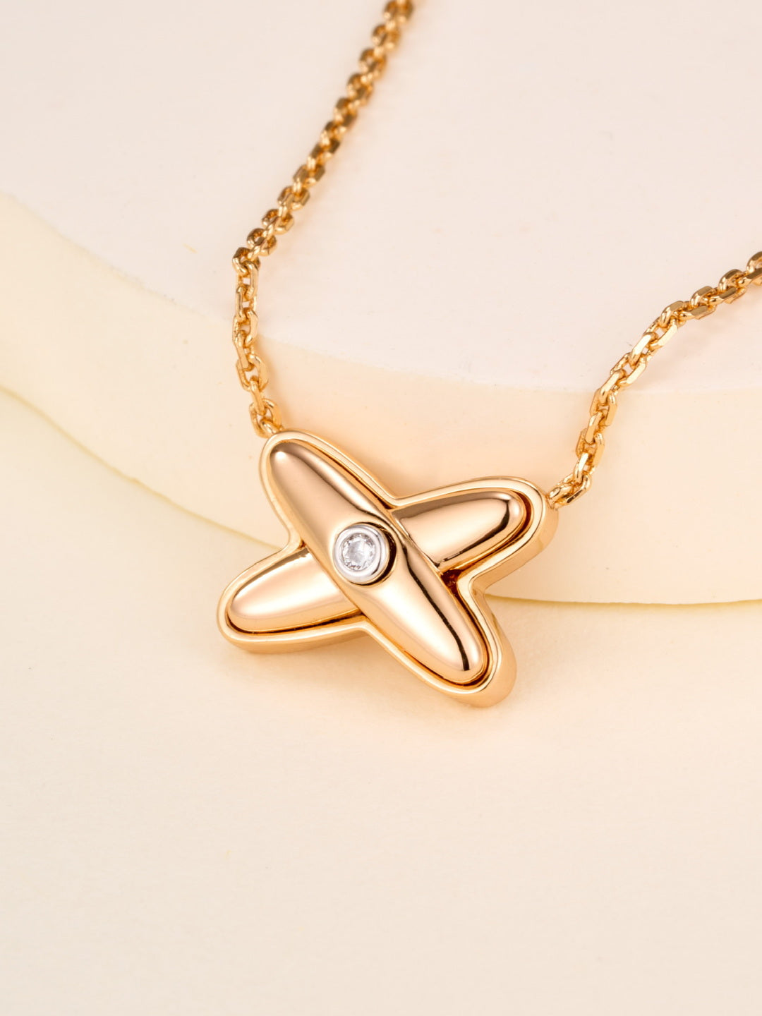 rose gold rose Necklace for women - alternate angle view 6
