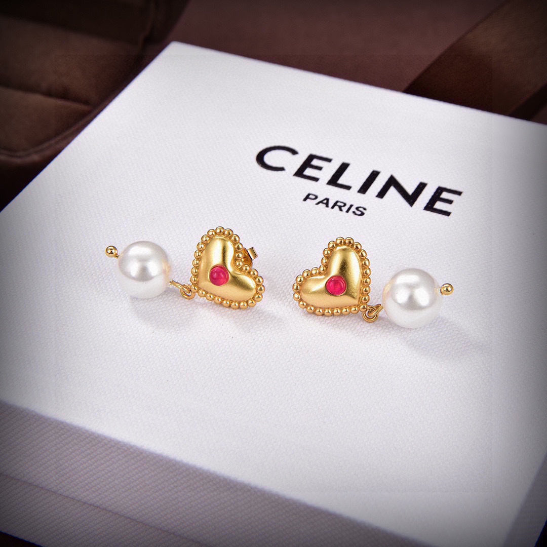 yellow brass heart Drop Earrings for women - alternate angle view 4