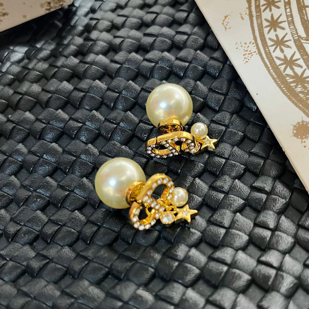 gold metal letter Drop Earrings for women - alternate angle view 5