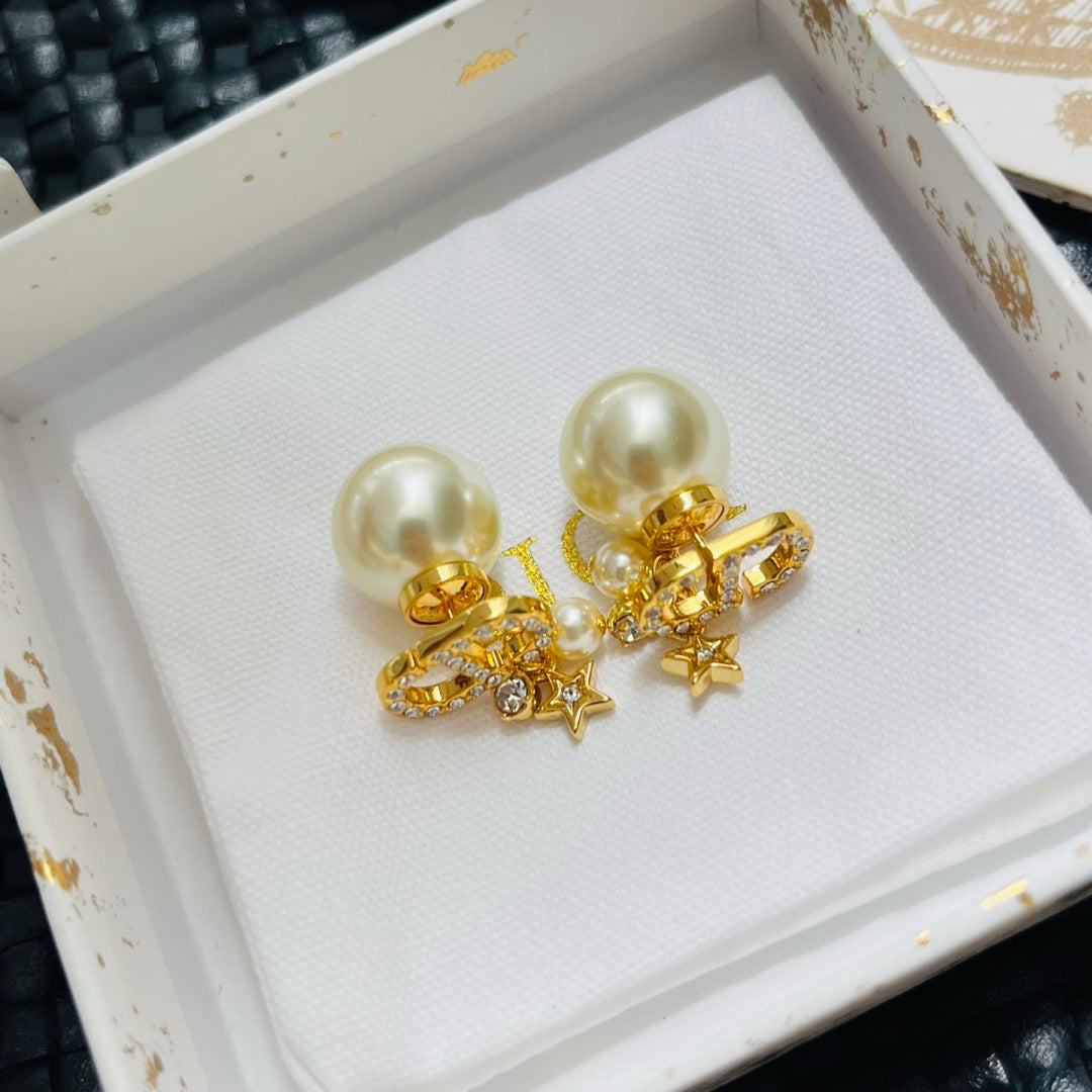 gold metal letter Drop Earrings for women - alternate angle view 6