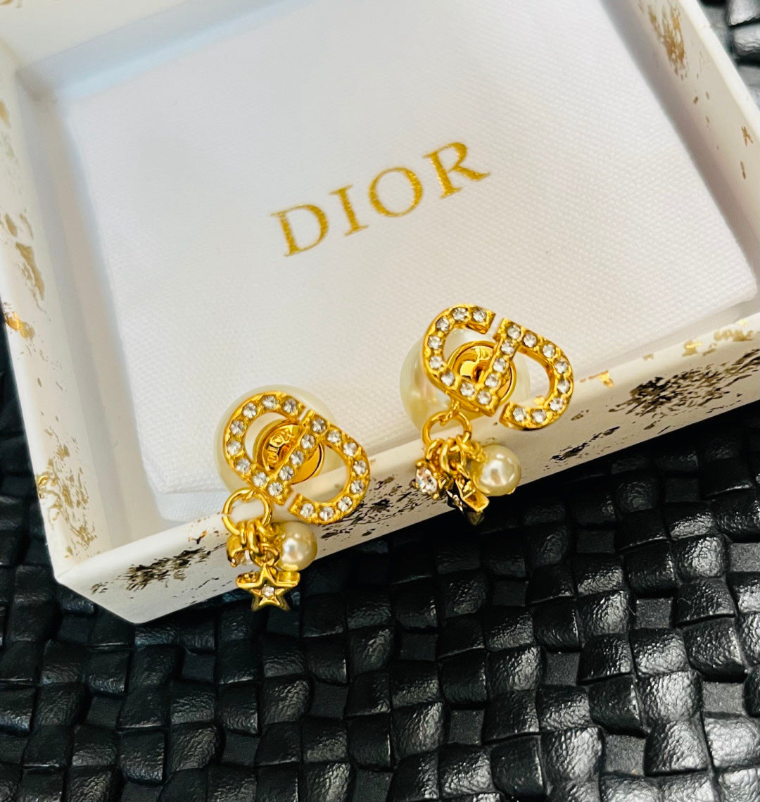 gold metal letter Drop Earrings for women - alternate angle view 3