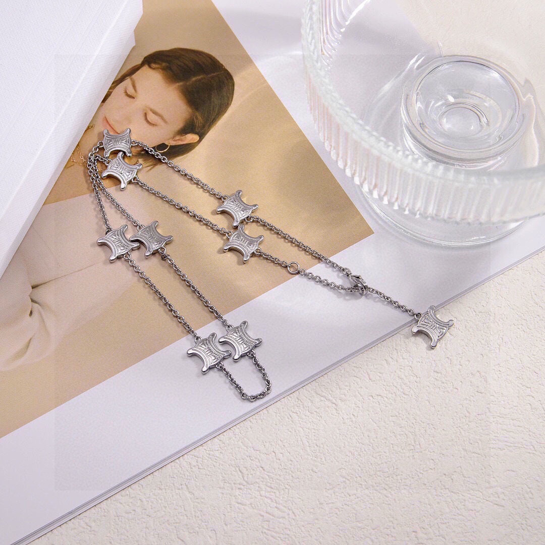 yellow brass stylish Necklace for women - alternate angle view 6