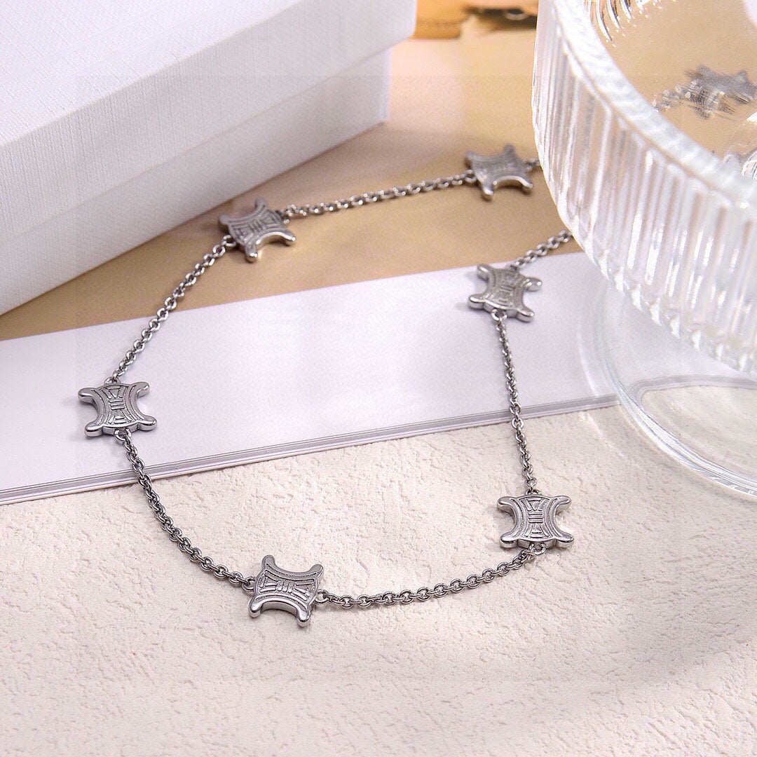 yellow brass stylish Necklace for women - alternate angle view 5