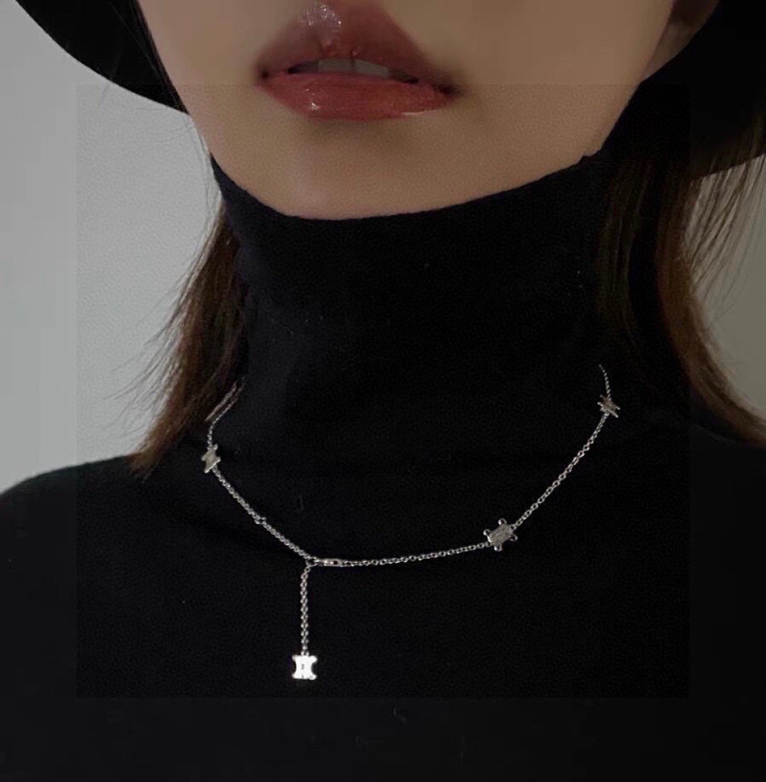 yellow brass stylish Necklace for women - alternate angle view 2