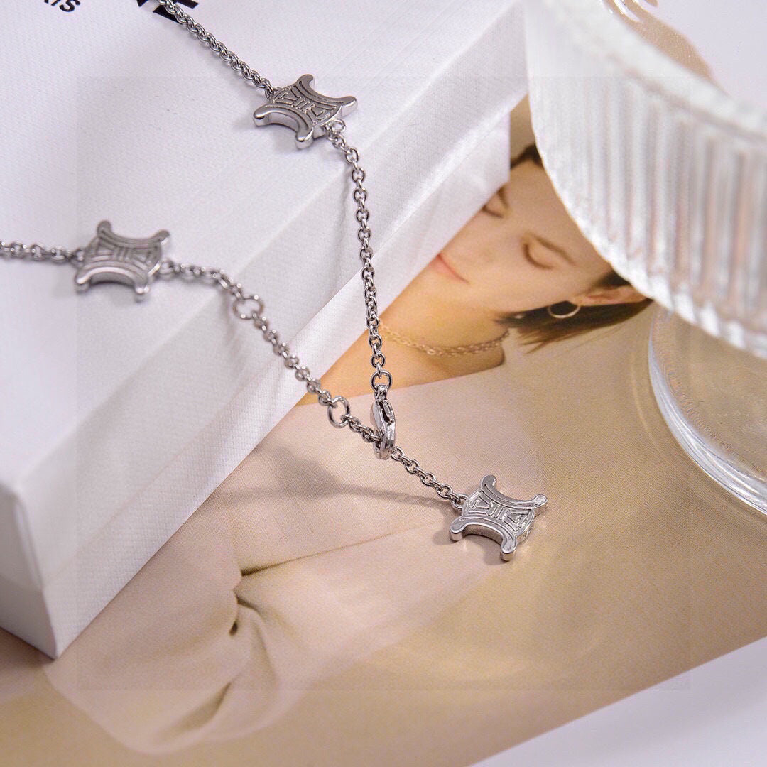 yellow brass stylish Necklace for women - product detail view