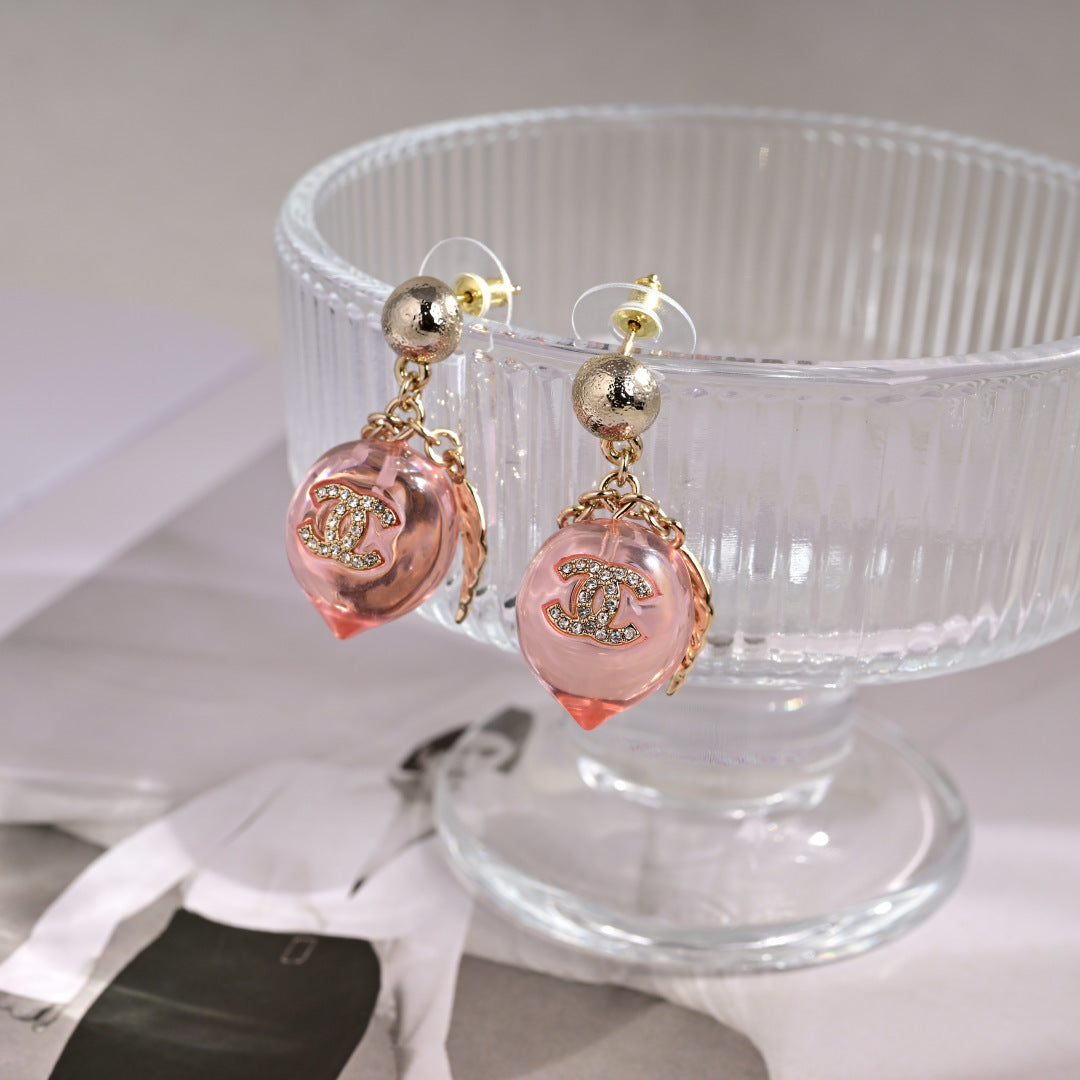teal leather elegant Drop Earrings for women - alternate angle view 3