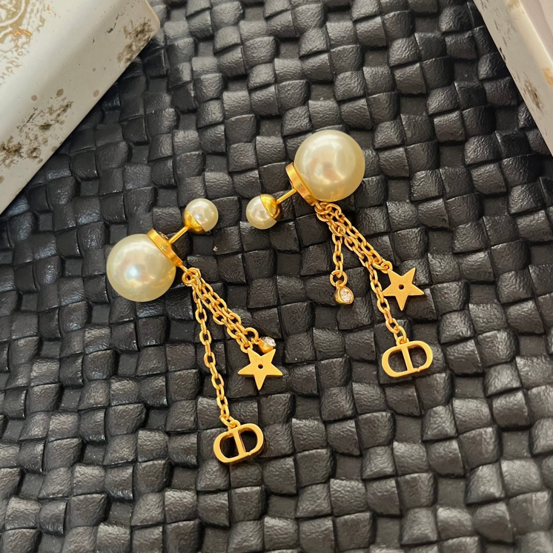 gold metal letter Drop Earrings for women - alternate angle view 6