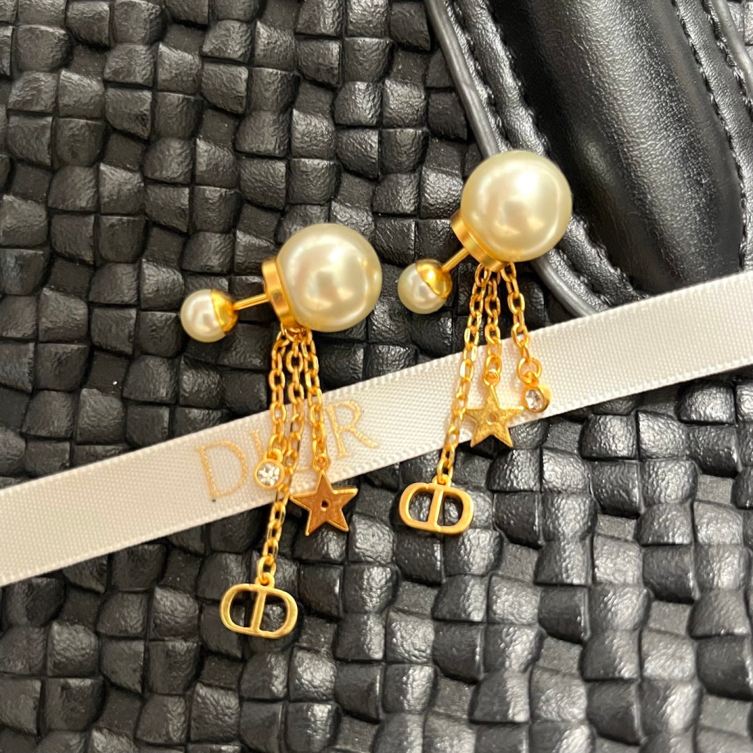 gold metal letter Drop Earrings for women - alternate angle view 7