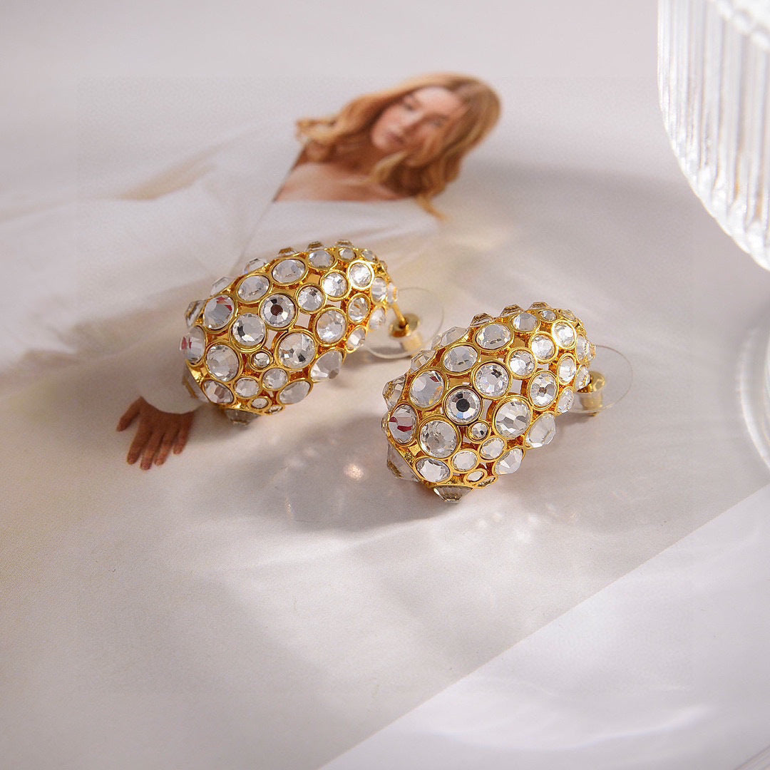 gold minimalist Stud Earrings for women - alternate angle view 4