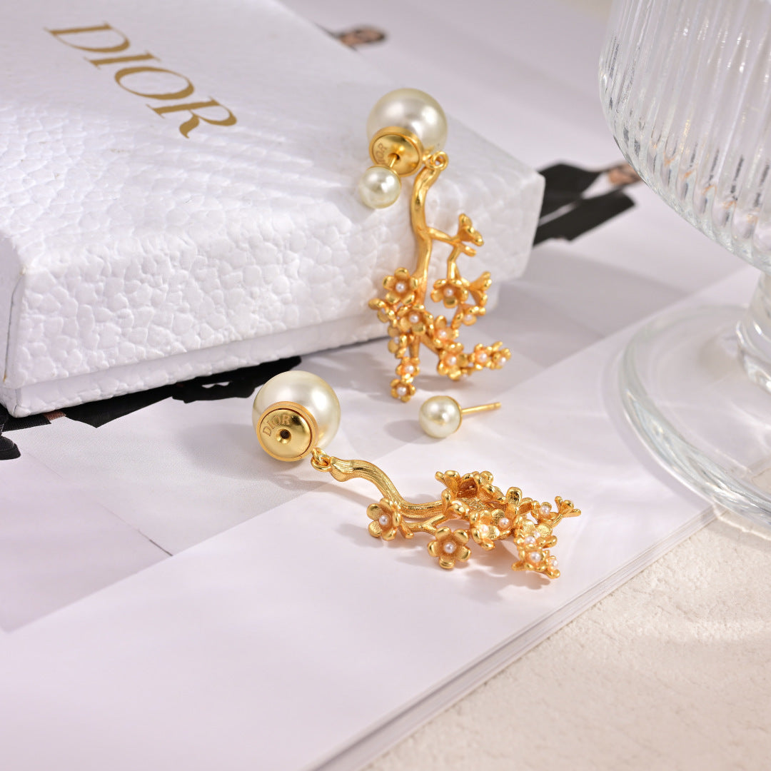 gold metal letter Drop Earrings for women - alternate angle view 2
