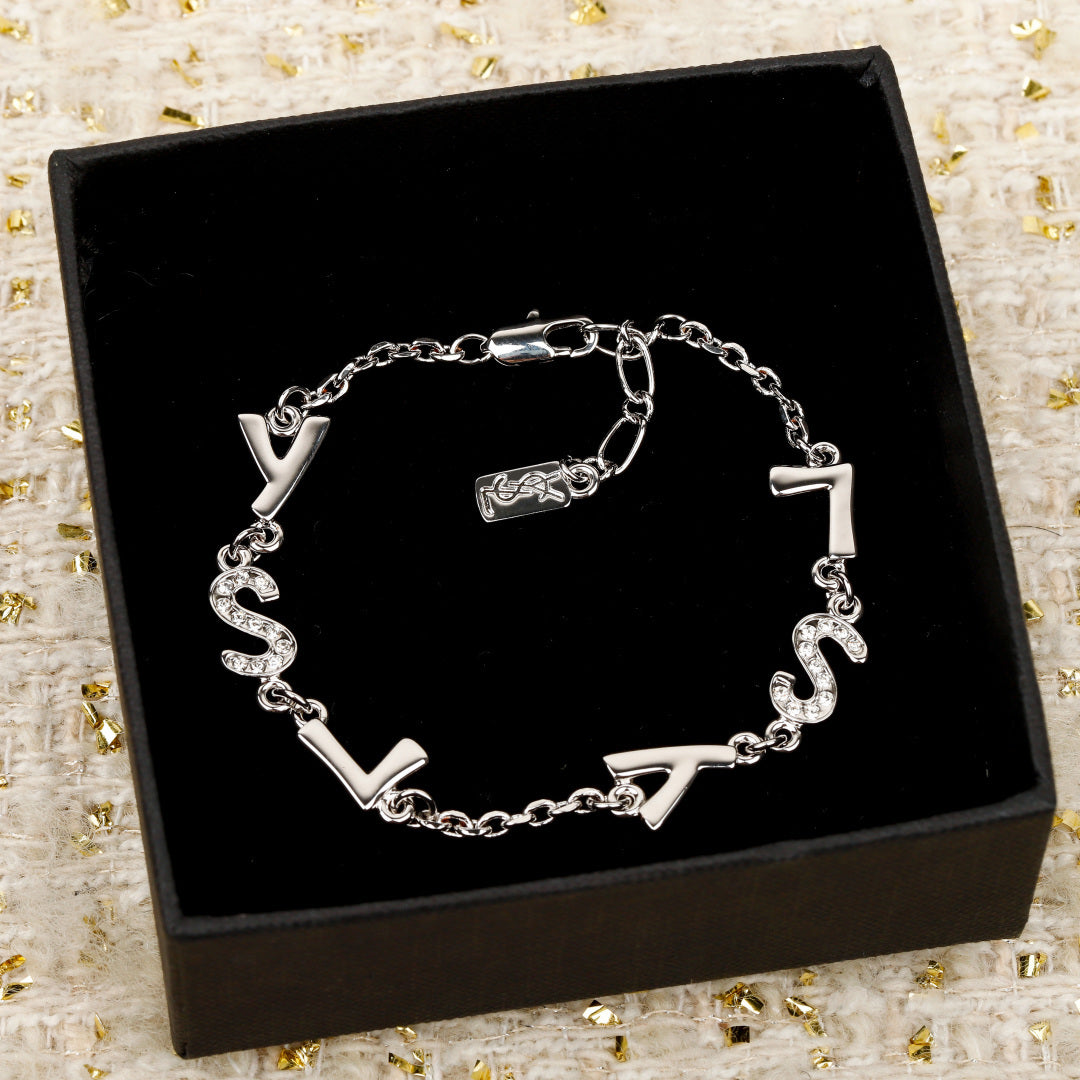 crystal letter Bracelet for women - alternate angle view 2