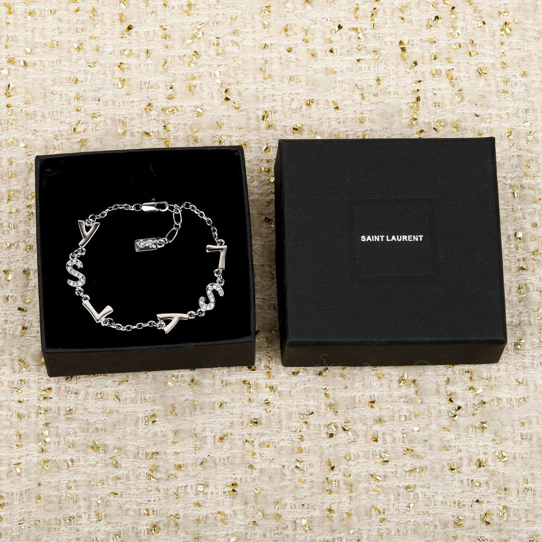 crystal letter Bracelet for women - alternate angle view 2