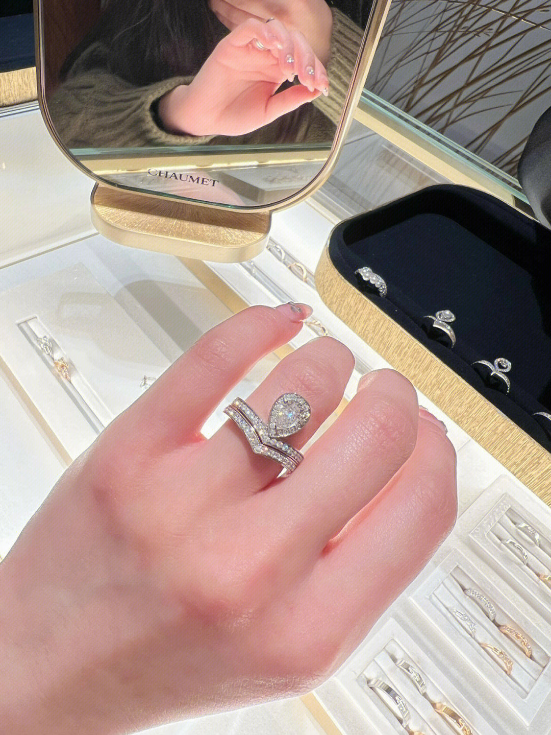 gold 925 sterling silver inlaid Ring for women - product detail view