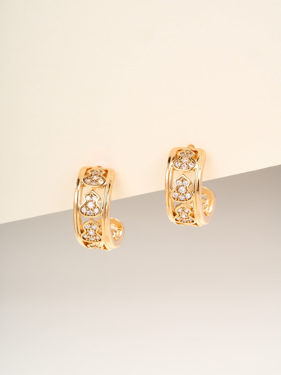 gold crystal Drop Earrings for women - product detail view