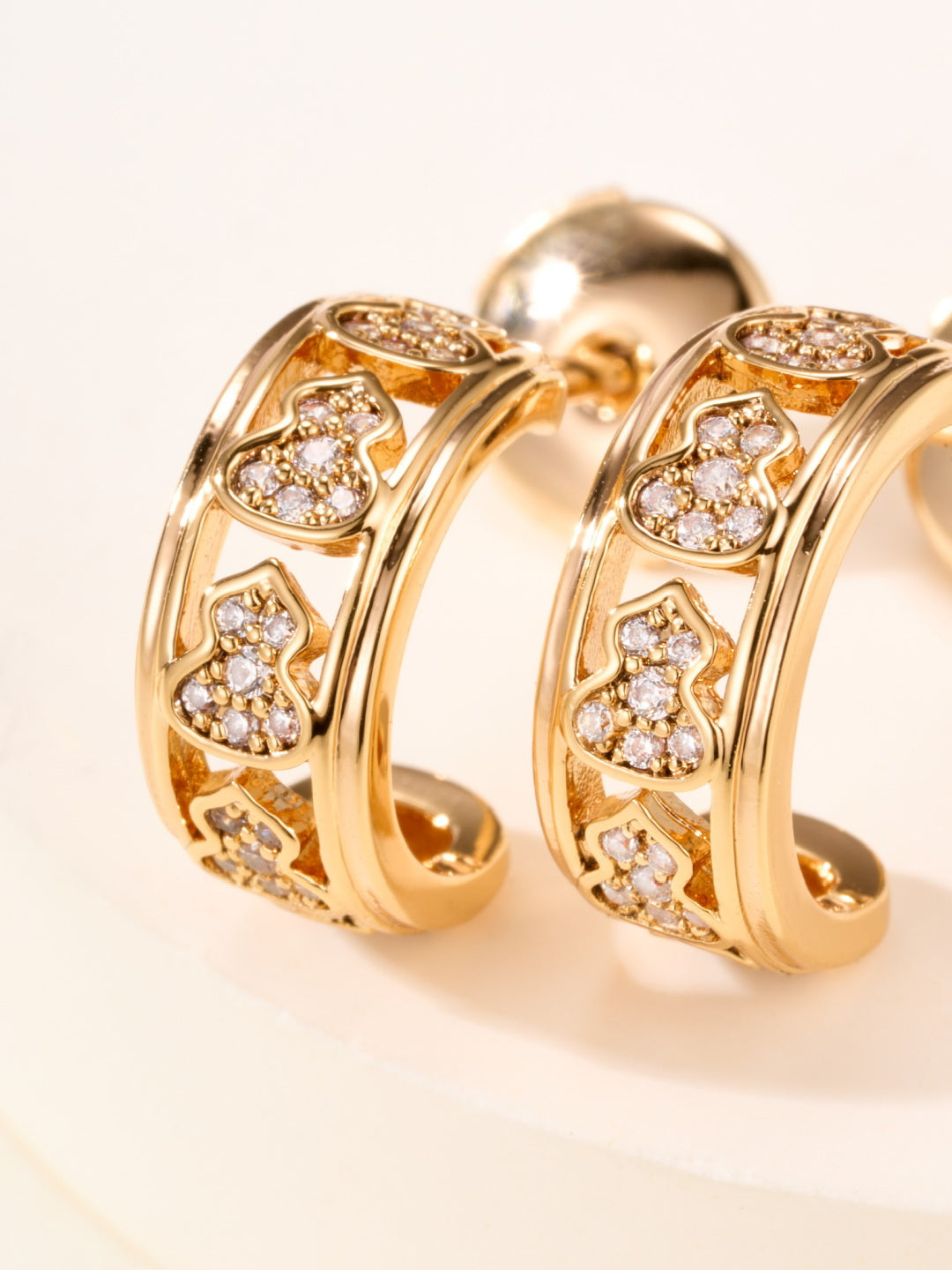 gold crystal Drop Earrings for women - alternate angle view 3