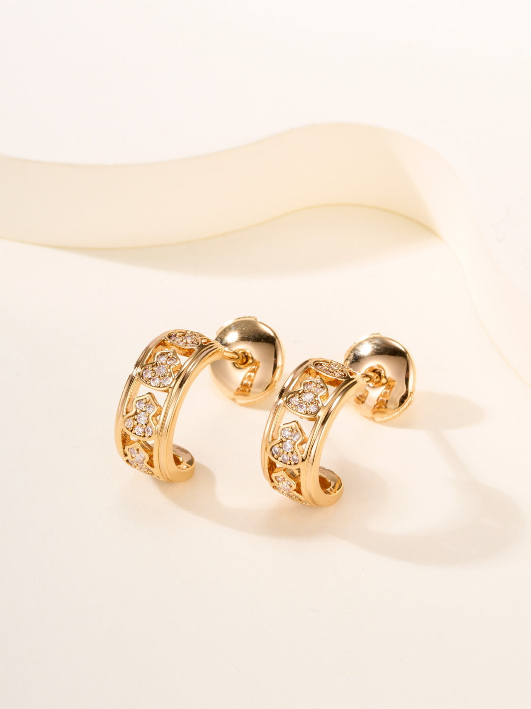 gold crystal Drop Earrings for women - alternate angle view 2