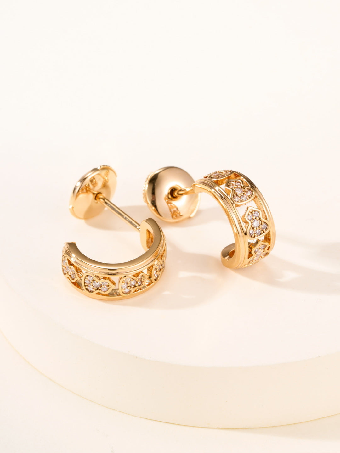 gold crystal Drop Earrings for women - alternate angle view 4