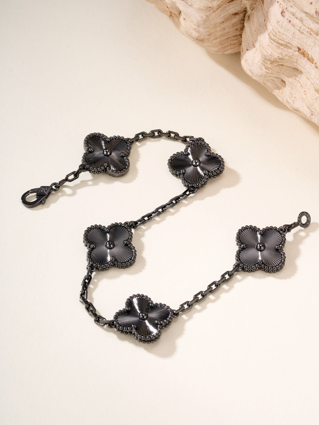 black and gold floral Bracelet for women - alternate angle view 2