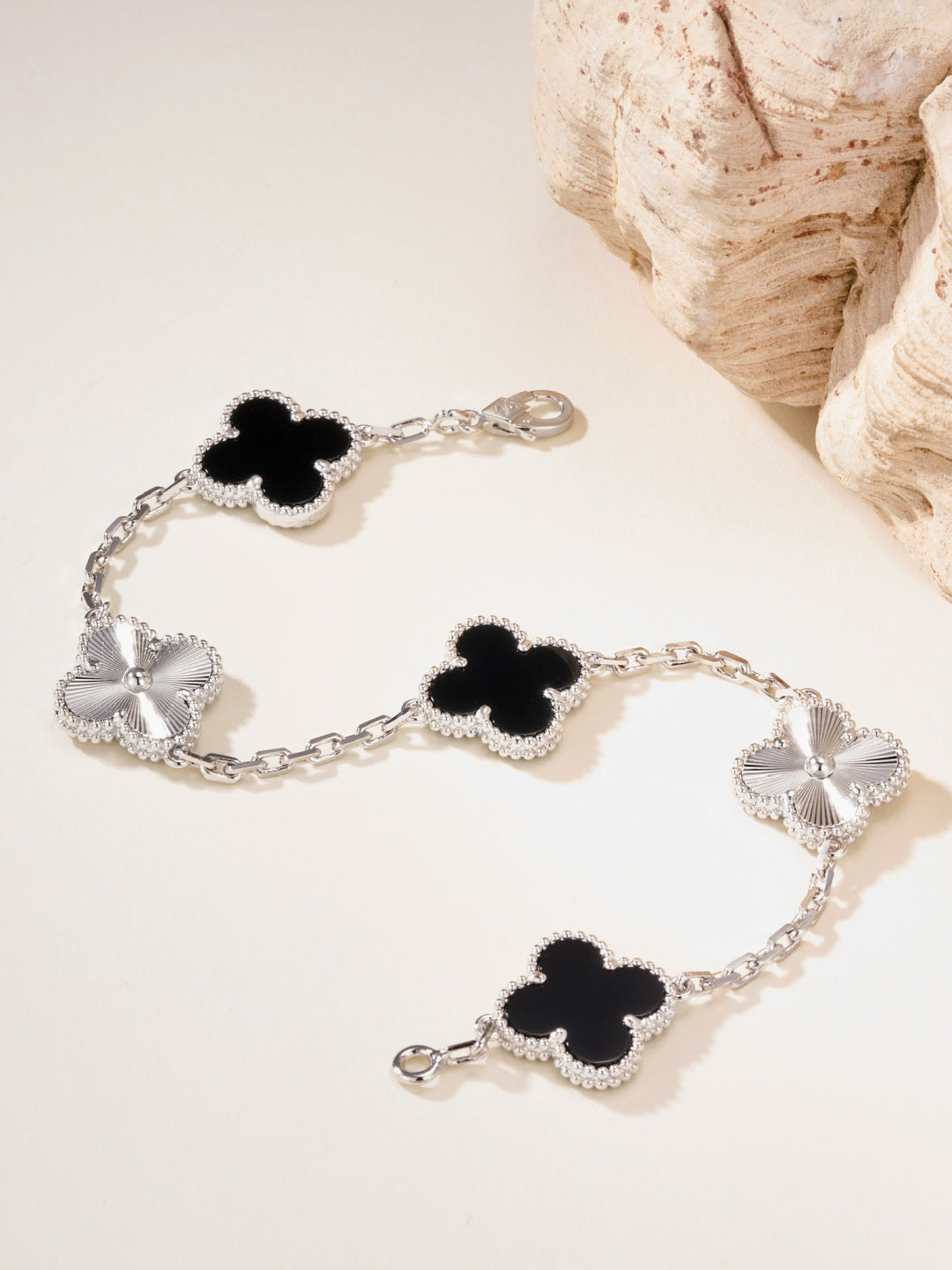 gold agate floral Bracelet for women - alternate angle view 2