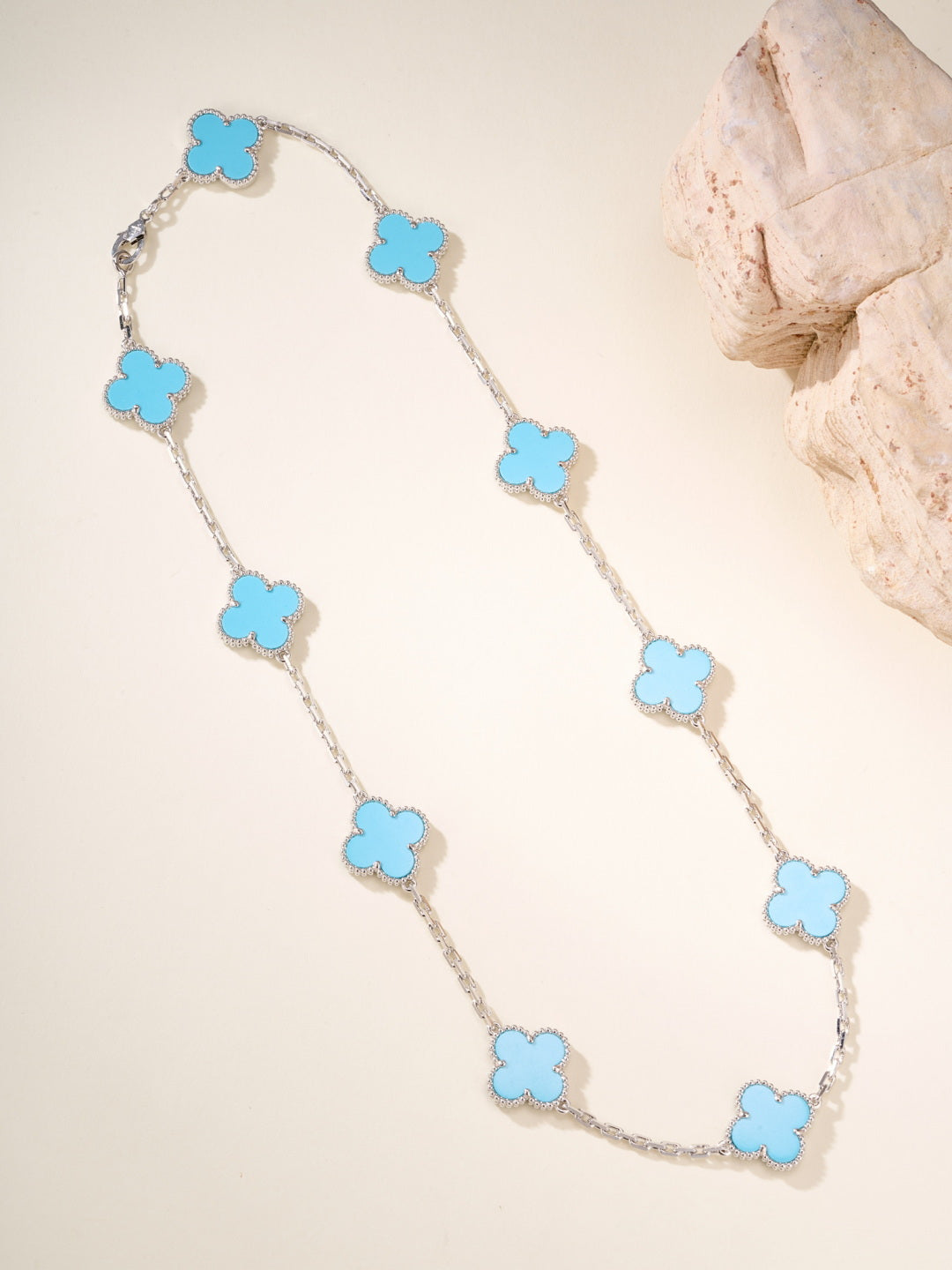 gold stone floral Necklace for women - product detail view