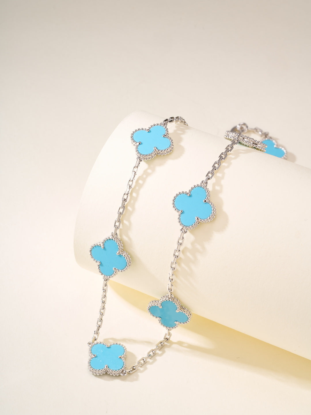 gold stone floral Necklace for women - alternate angle view 4