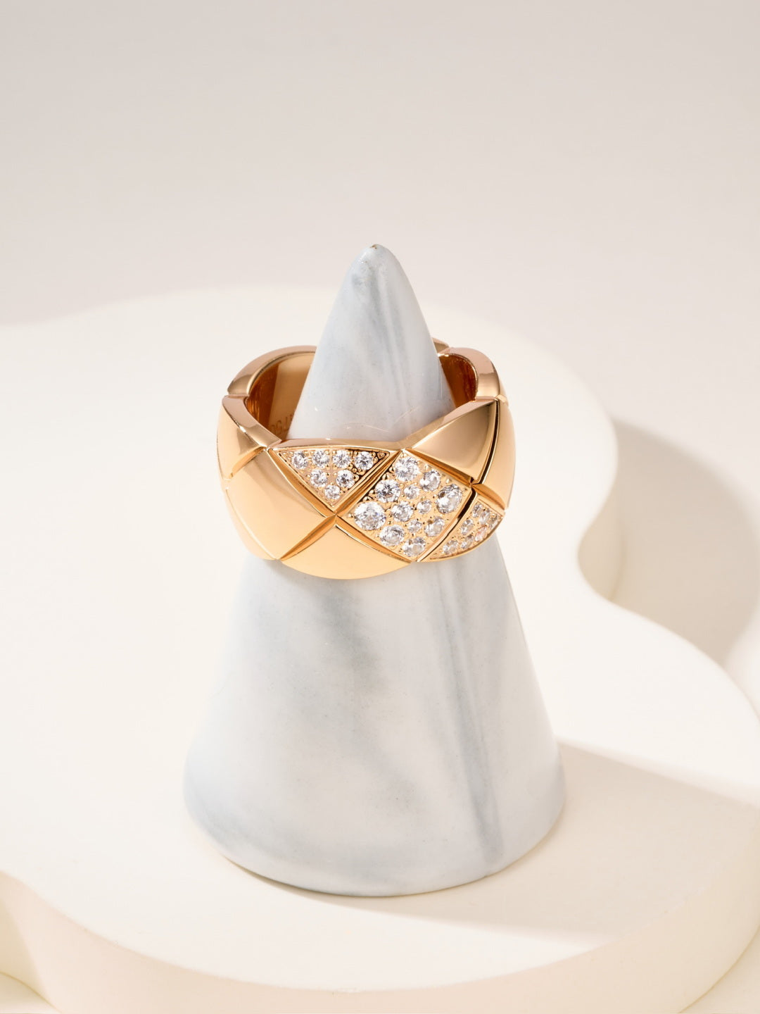 gold crystal crystal inlaid Ring for women - alternate angle view 4