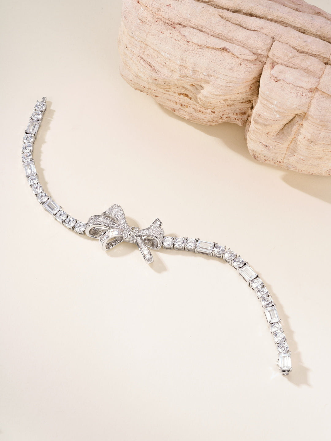 white gold crystal butterfly Bracelet for women - alternate angle view 3