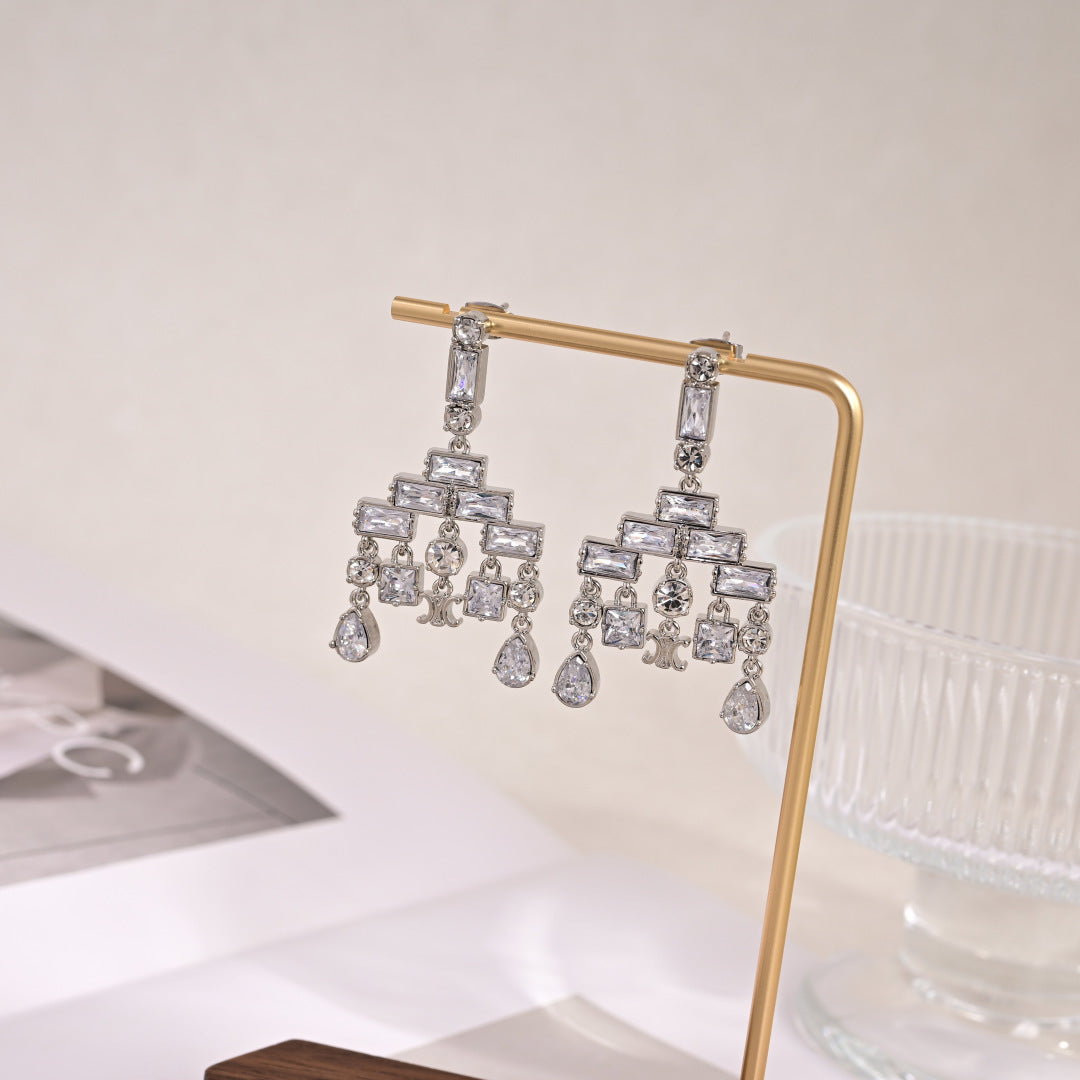 yellow brass stylish Drop Earrings for women - alternate angle view 3