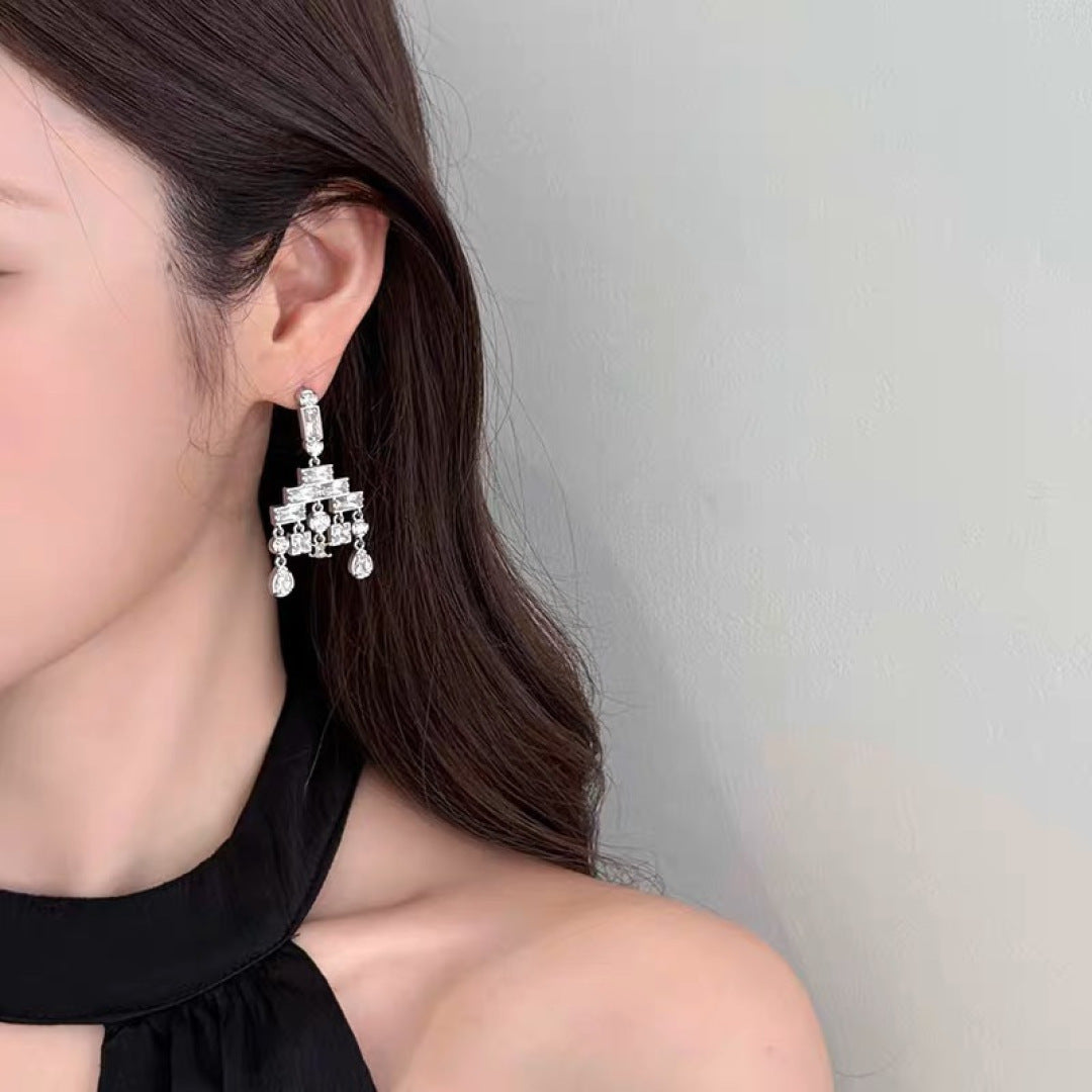 yellow brass stylish Drop Earrings for women - alternate angle view 8