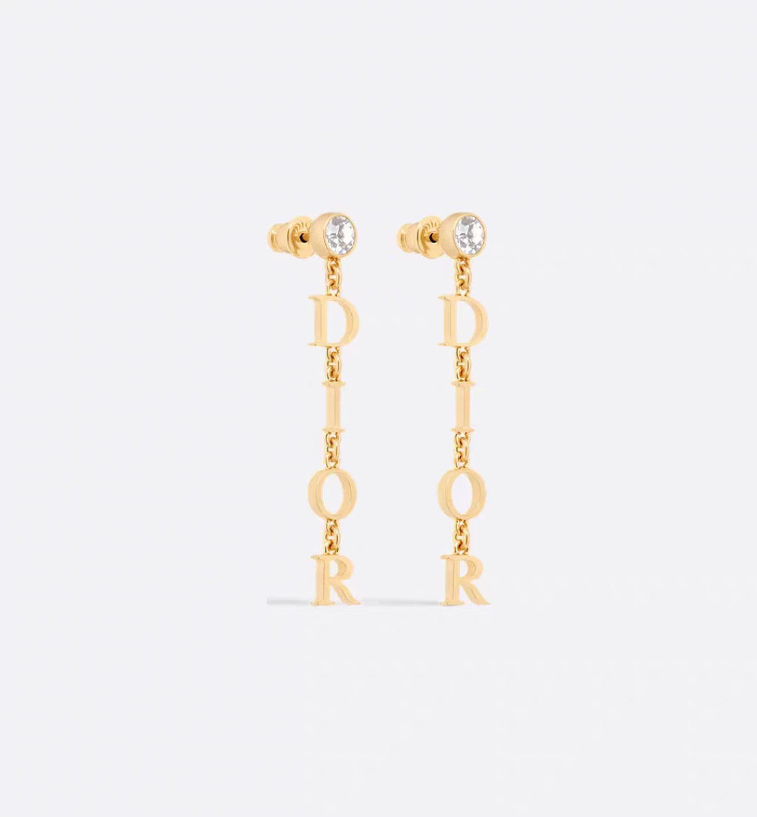 gold crystal letter Drop Earrings for women - product detail view