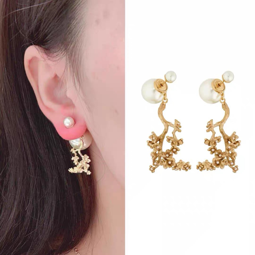 gold metal letter Drop Earrings for women - product detail view
