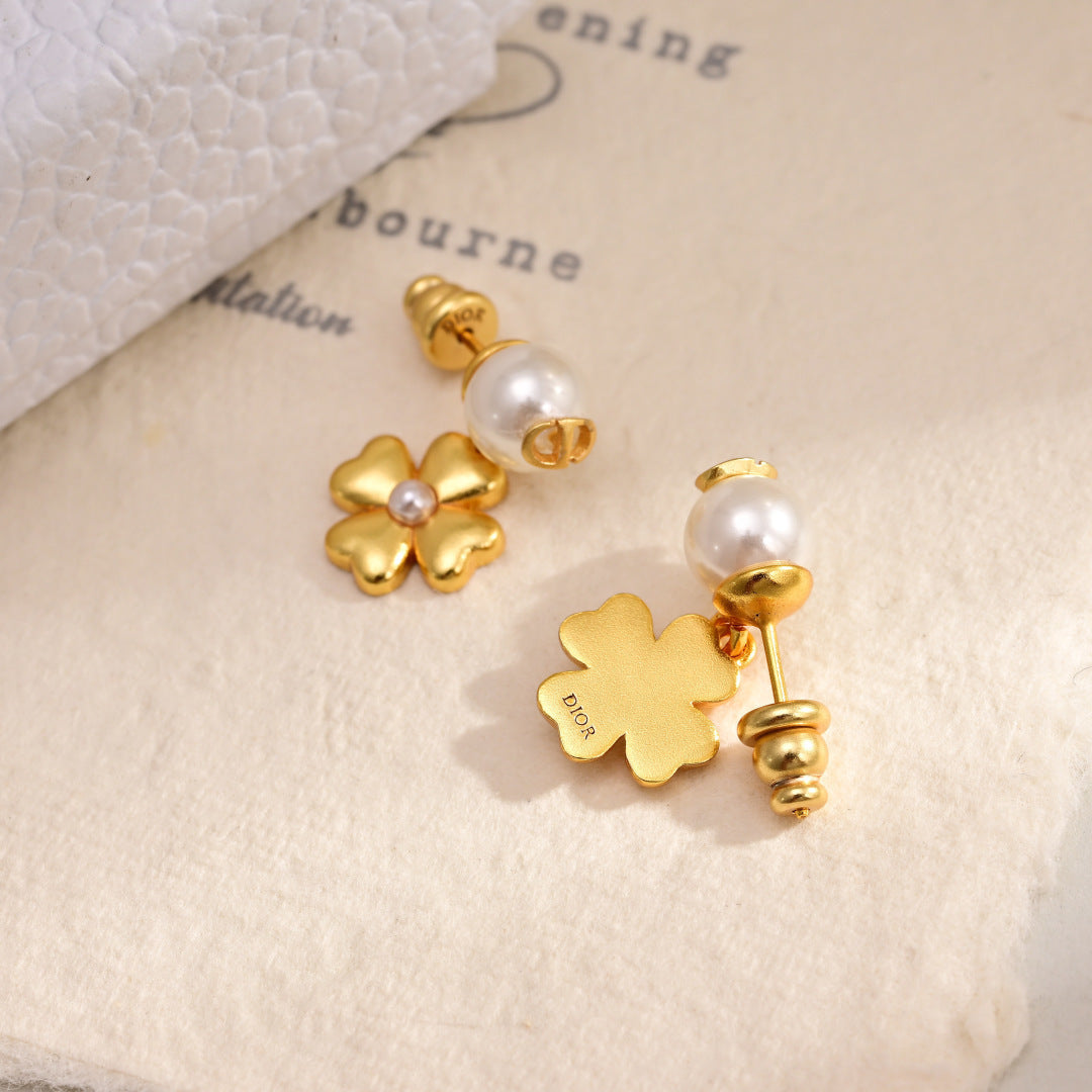 red clover Drop Earrings for women - alternate angle view 3