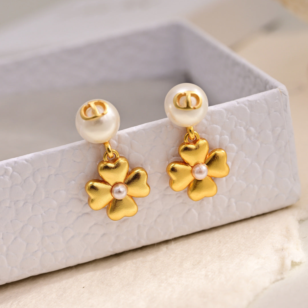 red clover Drop Earrings for women - alternate angle view 5