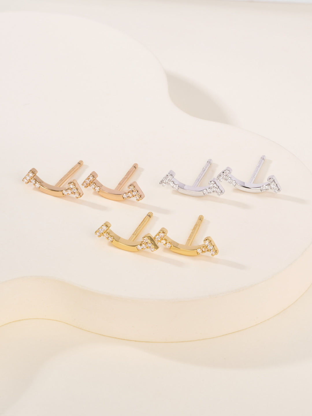 crystal inlaid Stud Earrings for women - product detail view