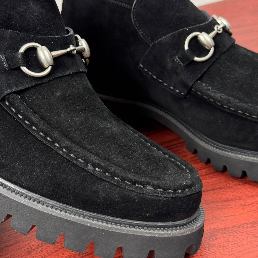 Gucci Men's Horsebit Chunky Ankle Boots Black