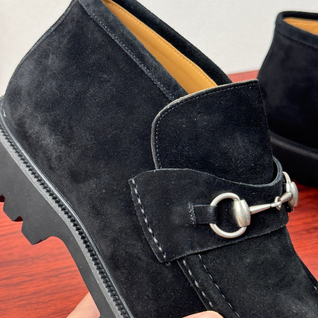 Gucci Men's Horsebit Chunky Ankle Boots Black