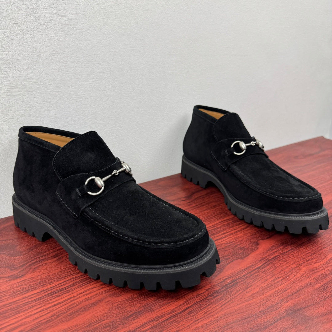 Gucci Men's Horsebit Chunky Ankle Boots Black
