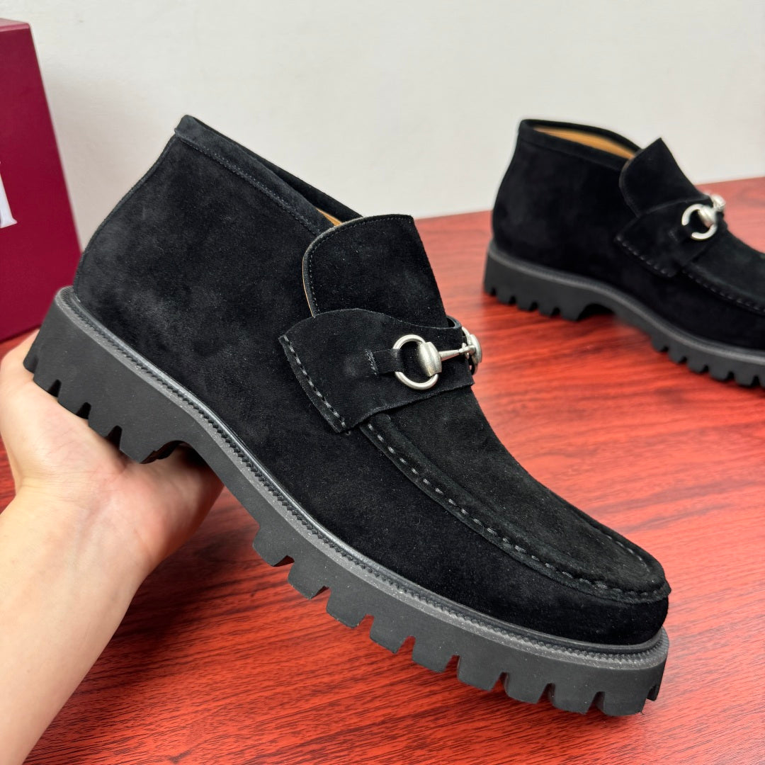 Gucci Men's Horsebit Chunky Ankle Boots Black