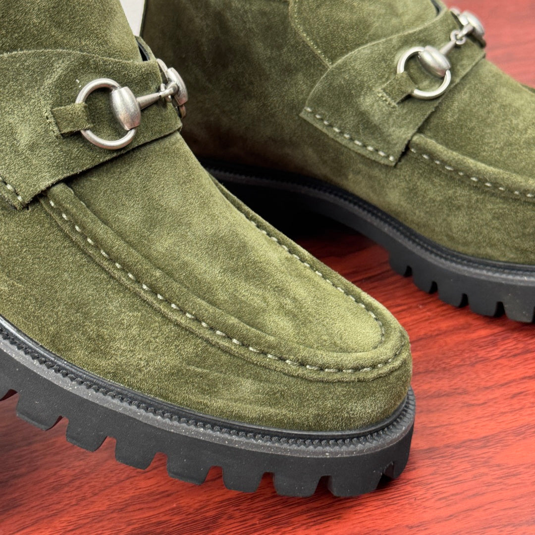 Gucci Men's Horsebit Chunky Ankle Boots Green