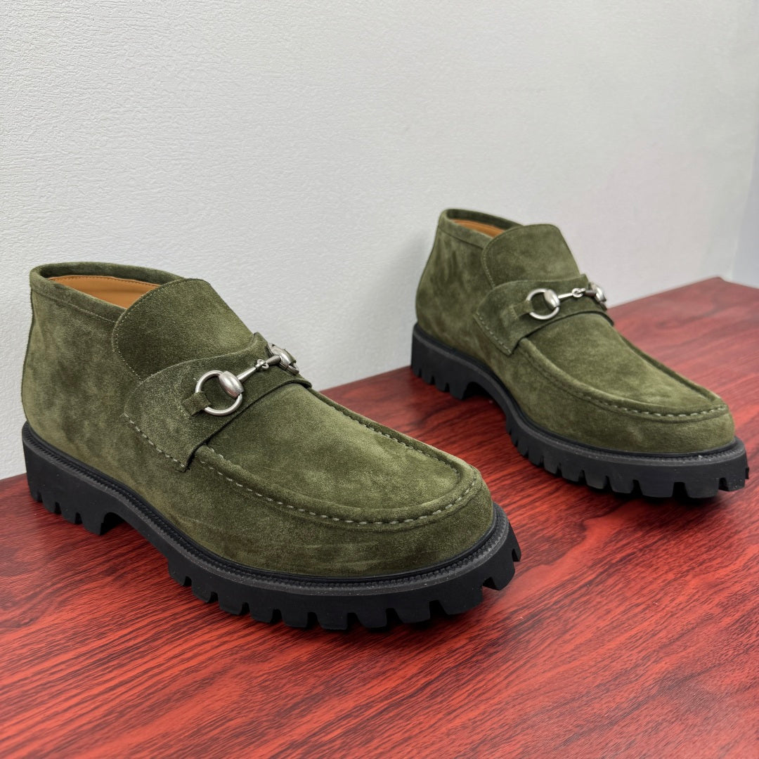 Gucci Men's Horsebit Chunky Ankle Boots Green