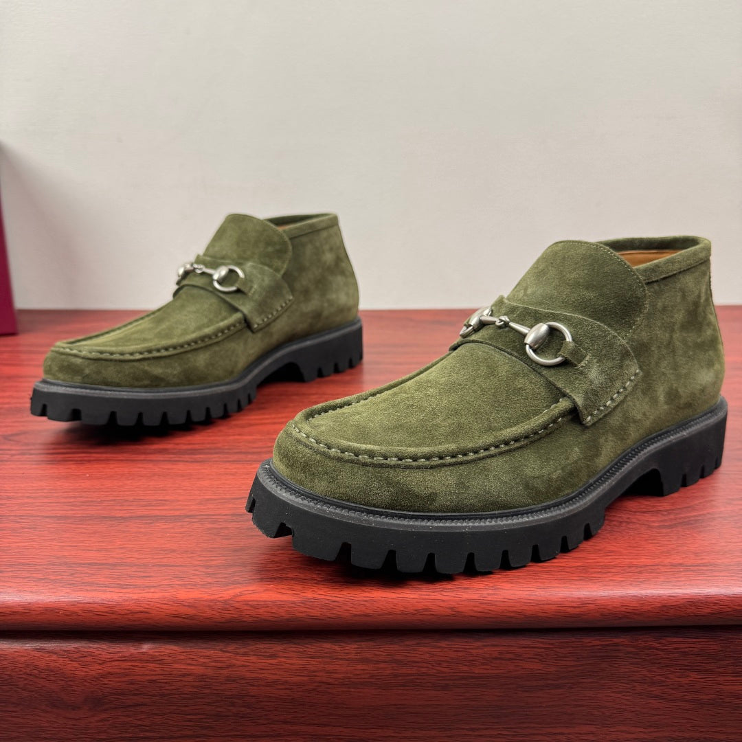 Gucci Men's Horsebit Chunky Ankle Boots Green
