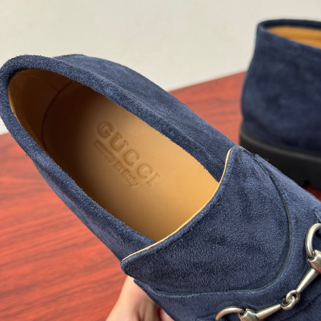 Gucci Men's Horsebit Chunky Ankle Boots Blue
