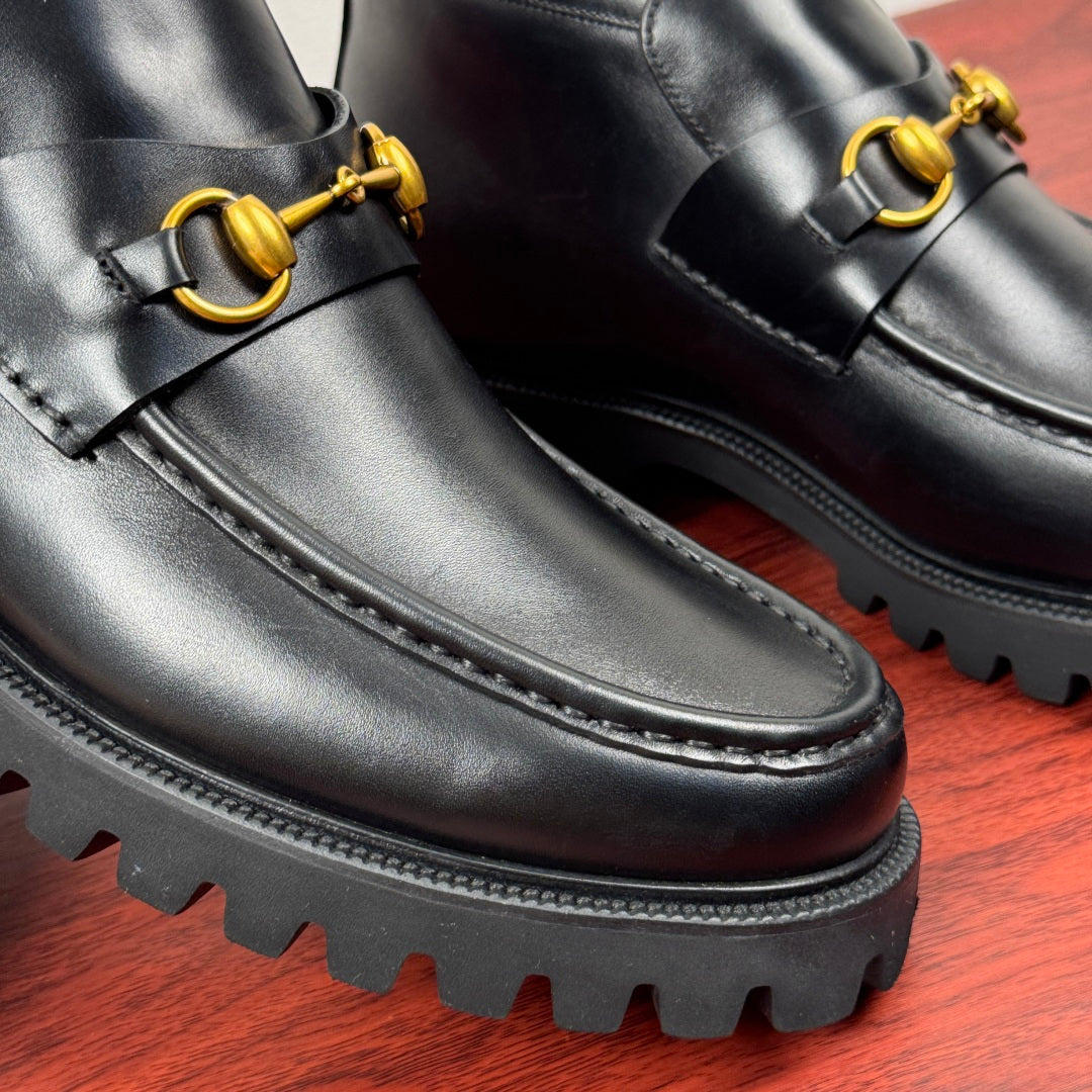Gucci Men's Horsebit Chunky Ankle Boots Black