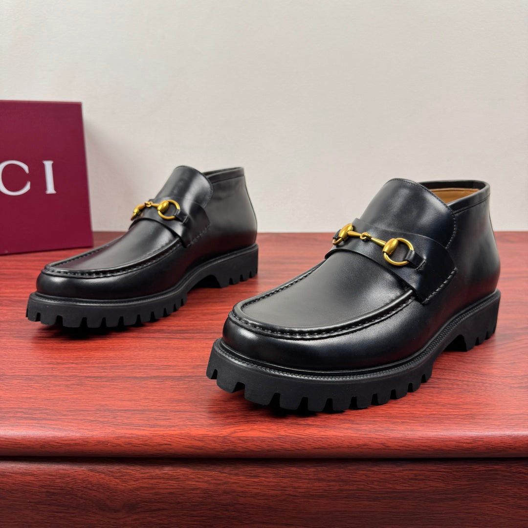 Gucci Men's Horsebit Chunky Ankle Boots Black
