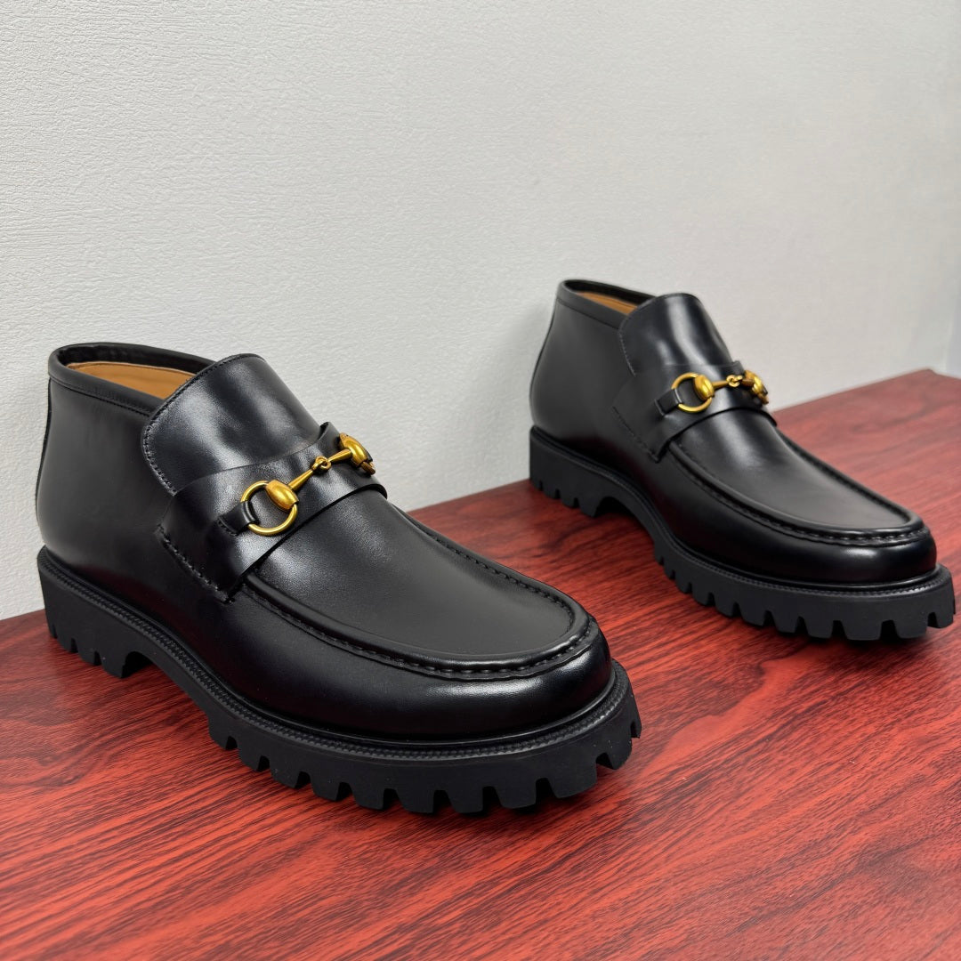 Gucci Men's Horsebit Chunky Ankle Boots Black