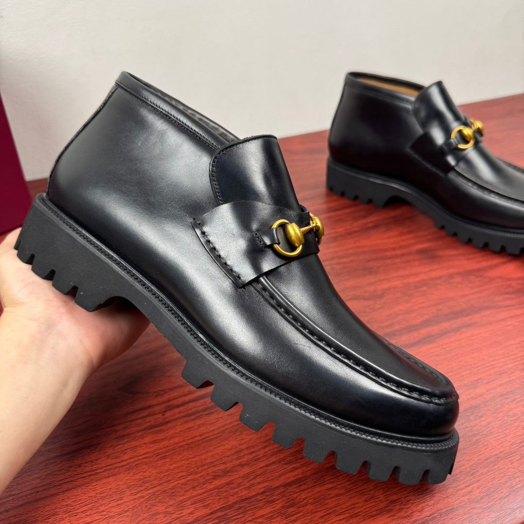 Gucci Men's Horsebit Chunky Ankle Boots Black