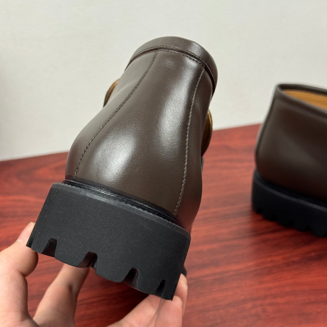 Gucci Men's Horsebit Chunky Ankle Boots Coffee