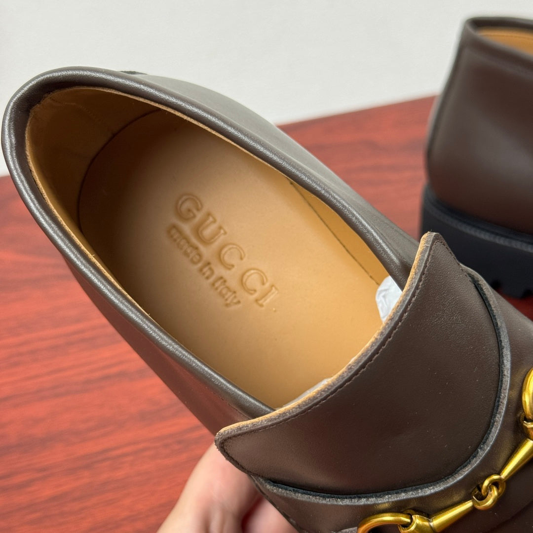 Gucci Men's Horsebit Chunky Ankle Boots Coffee