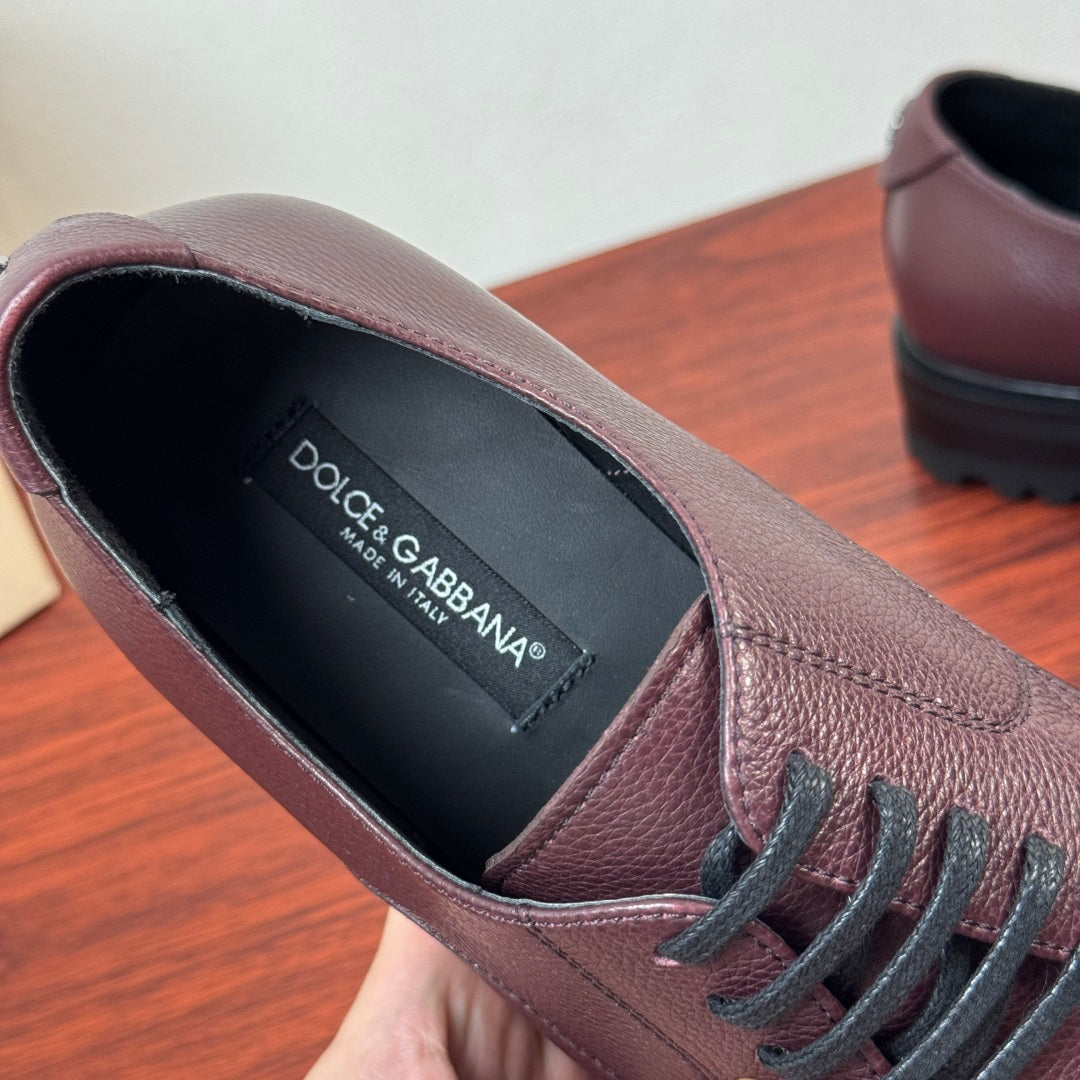 Dolce & Gabbana DG Men's Pebbled Leather Derby Shoes (Day Classic) Burgundy