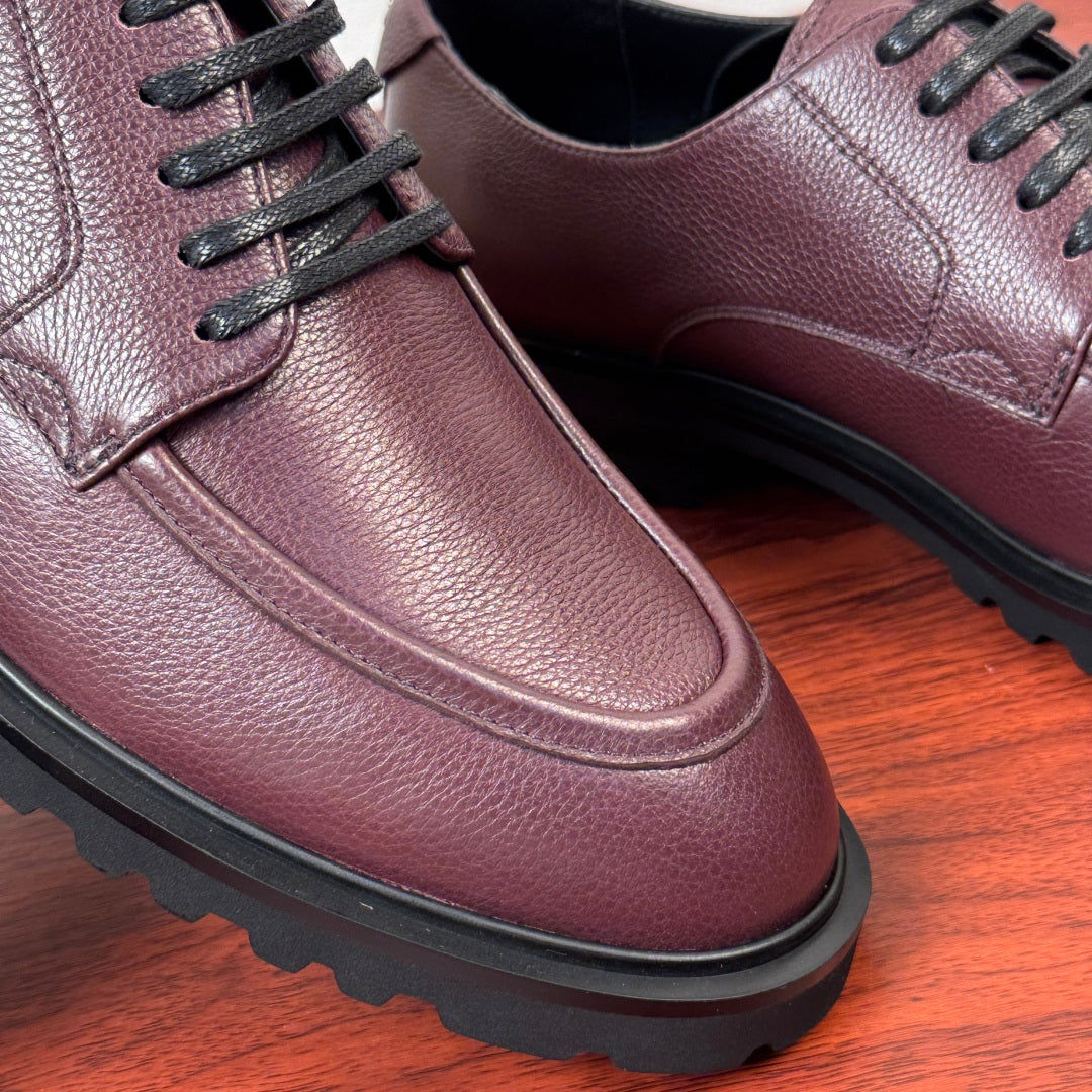 Dolce & Gabbana DG Men's Pebbled Leather Derby Shoes (Day Classic) Burgundy